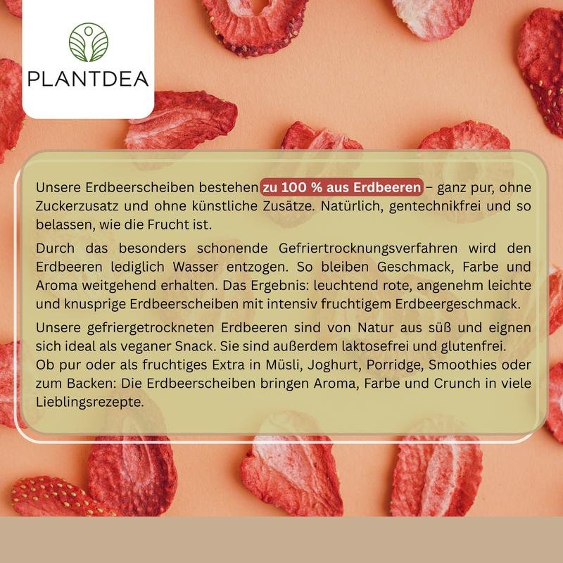 Erdbeeren Gefriergetrocknet I Knusprige Erdbeerscheiben I Ohne Zuckerzusatz I Gefriergetrocknete Früchte I Freeze-dried strawberries | PlantDEA - Image 3